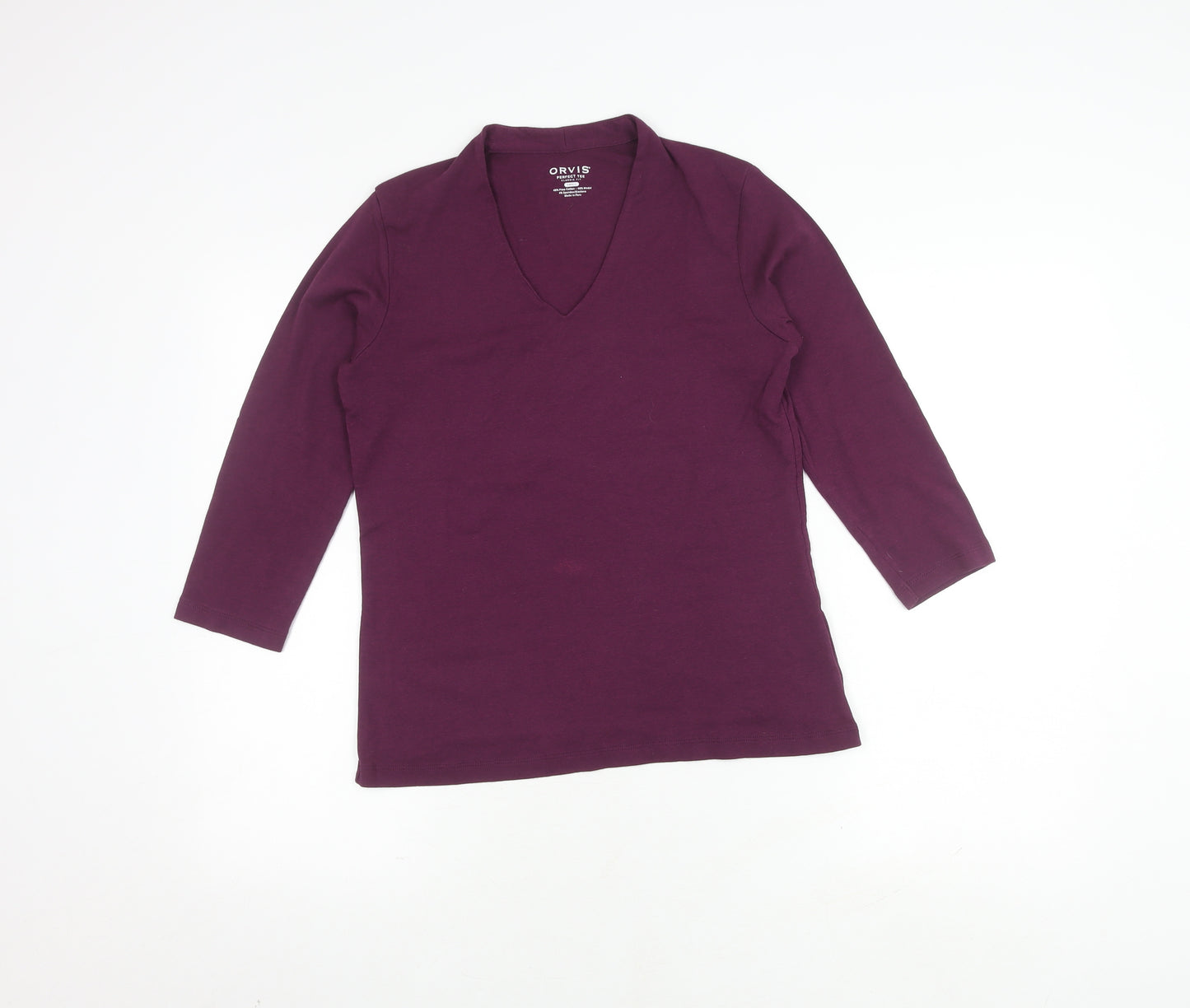 Orvis Women's Purple V-Neck Perfect Tee Size S