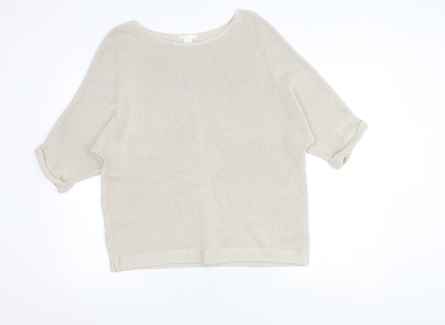 H&M Women's Beige Pullover Jumper, M, 3/4 Sleeves