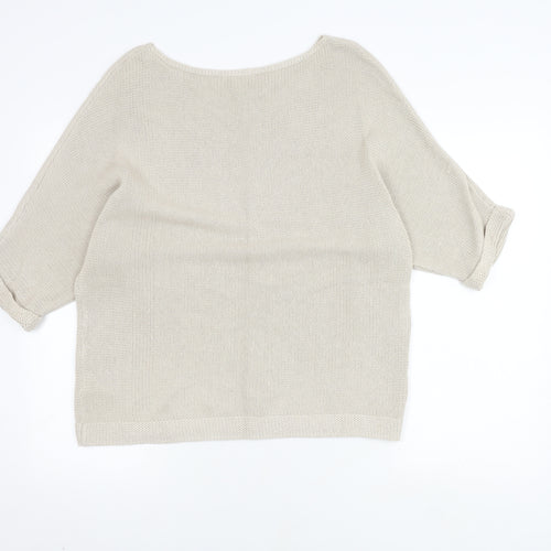 H&M Women's Beige Pullover Jumper, M, 3/4 Sleeves