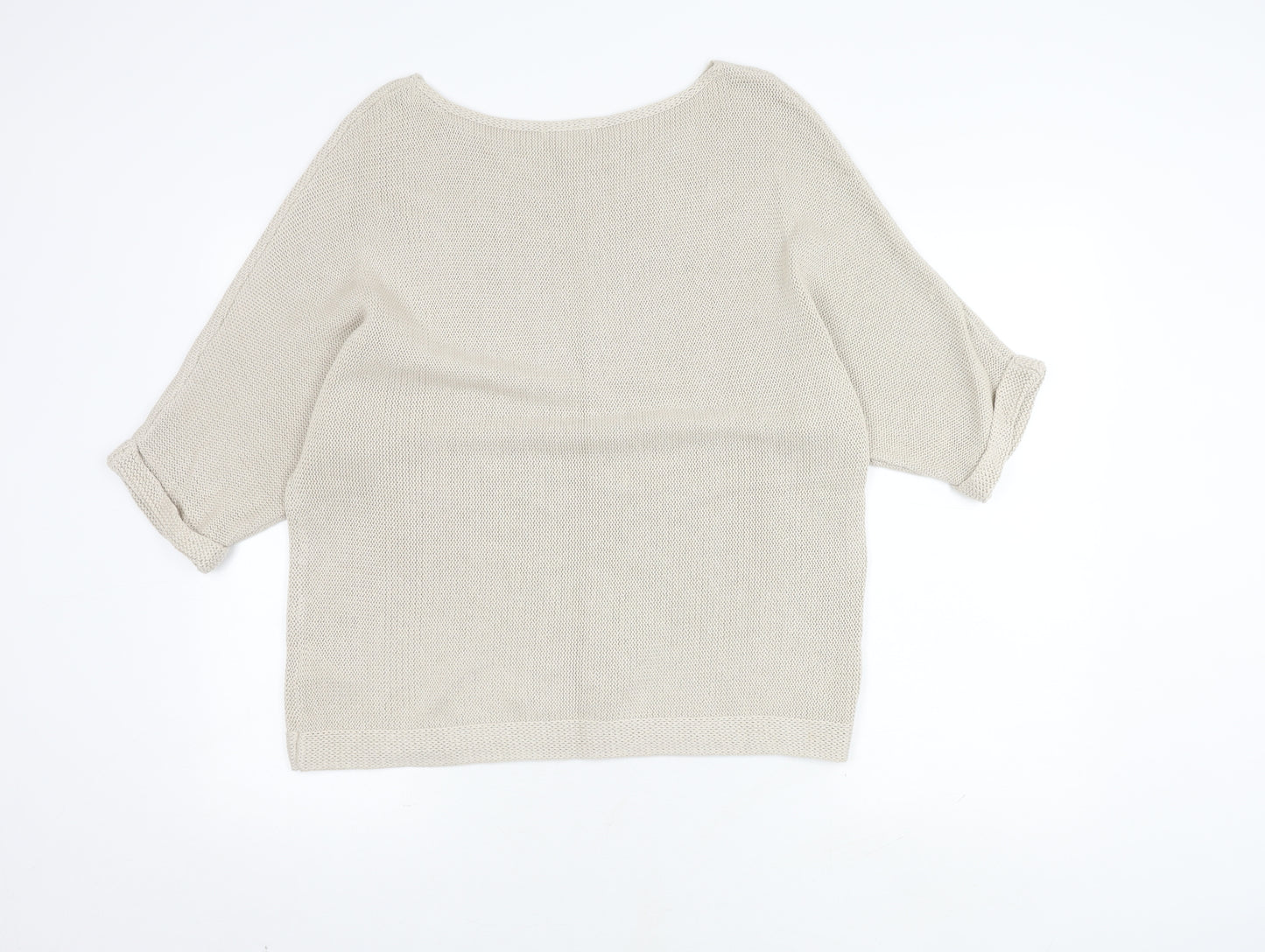H&M Women's Beige Pullover Jumper, M, 3/4 Sleeves
