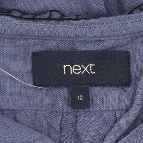 Next Women's Blue Blouse, Size 12, Embroidered, V-Neck
