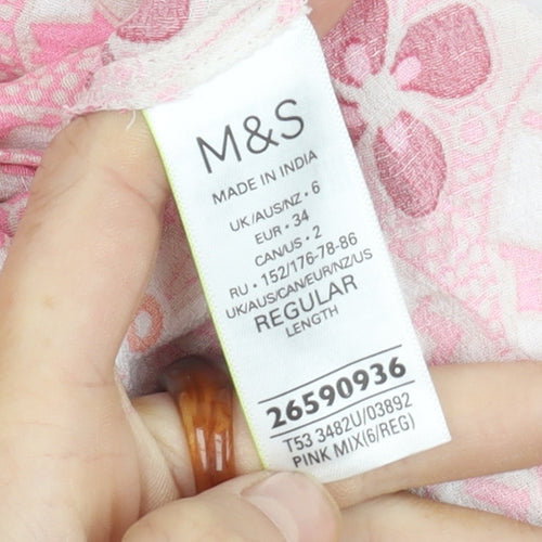 Marks and Spencer Pink Floral Dress, Size 6, Women's