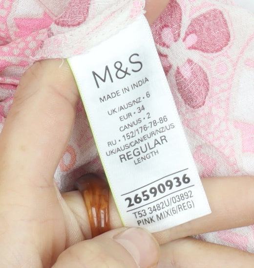 Marks and Spencer Pink Floral Dress, Size 6, Women's