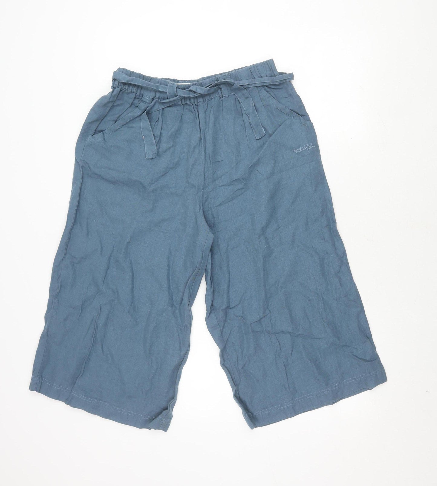 Weird Fish Women's Blue Linen Culotte Shorts Size 10