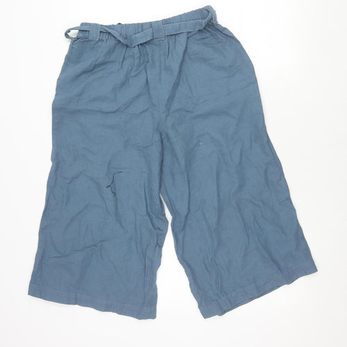Weird Fish Women's Blue Linen Culotte Shorts Size 10