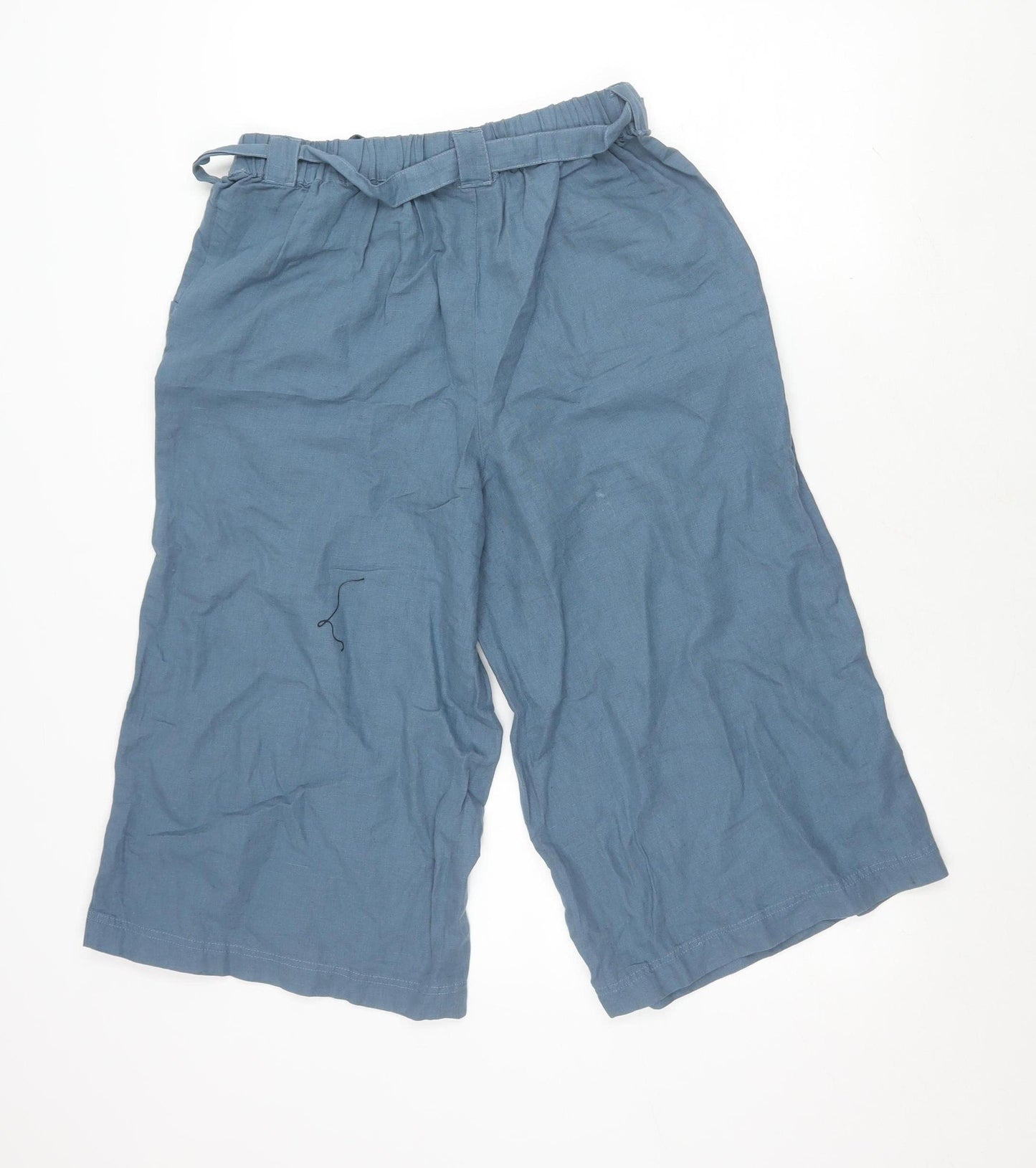 Weird Fish Women's Blue Linen Culotte Shorts Size 10