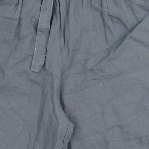 Weird Fish Women's Blue Linen Culotte Shorts Size 10