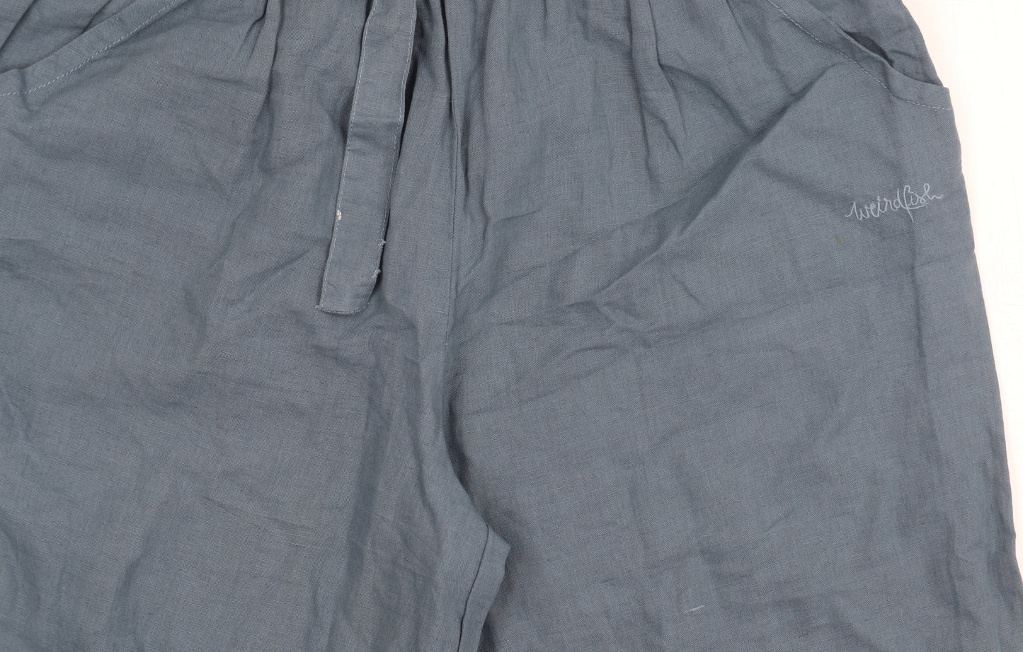 Weird Fish Women's Blue Linen Culotte Shorts Size 10