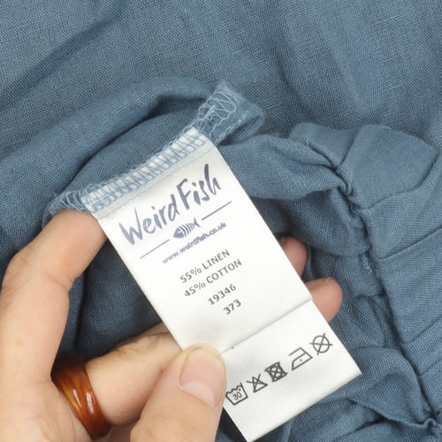 Weird Fish Women's Blue Linen Culotte Shorts Size 10