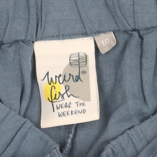 Weird Fish Women's Blue Linen Culotte Shorts Size 10