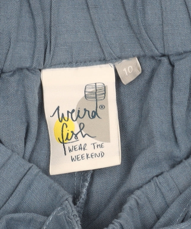 Weird Fish Women's Blue Linen Culotte Shorts Size 10