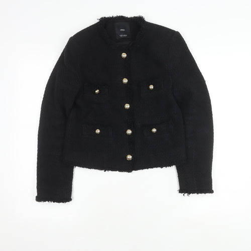 MNG Women's Black Bouclé Cropped Blazer Size 10
