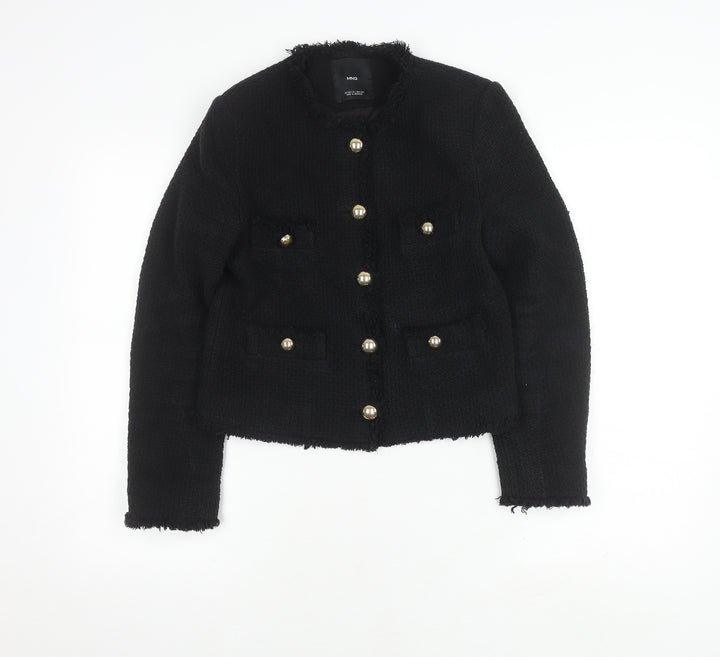 MNG Women's Black Bouclé Cropped Blazer Size 10
