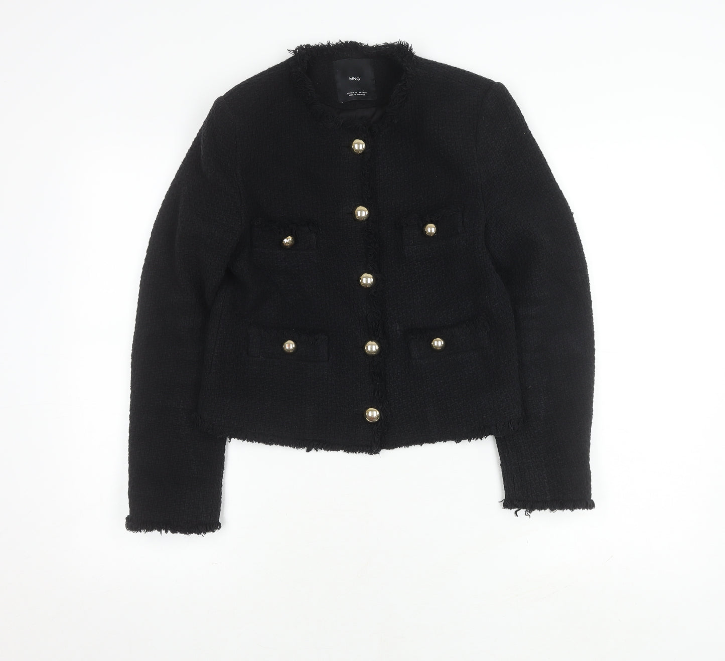 MNG Women's Black Bouclé Cropped Blazer Size 10