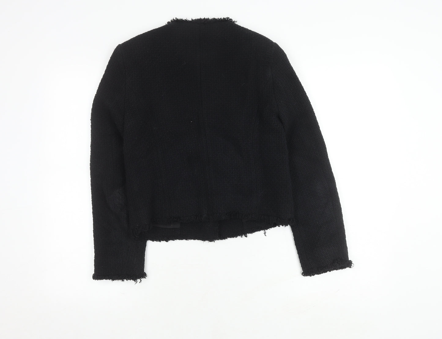 MNG Women's Black Bouclé Cropped Blazer Size 10