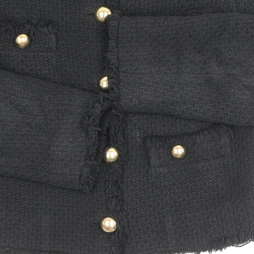 MNG Women's Black Bouclé Cropped Blazer Size 10