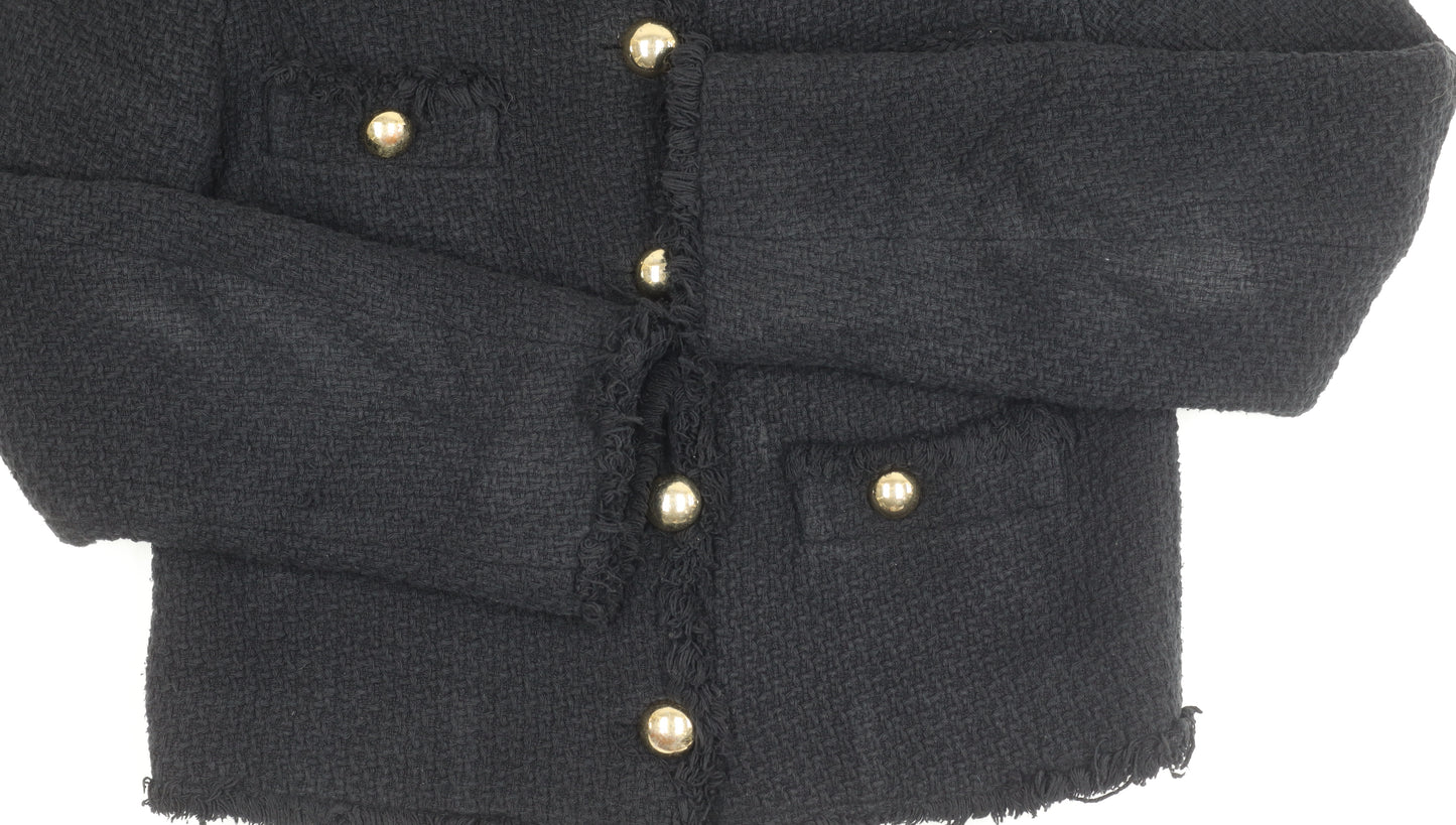 MNG Women's Black Bouclé Cropped Blazer Size 10