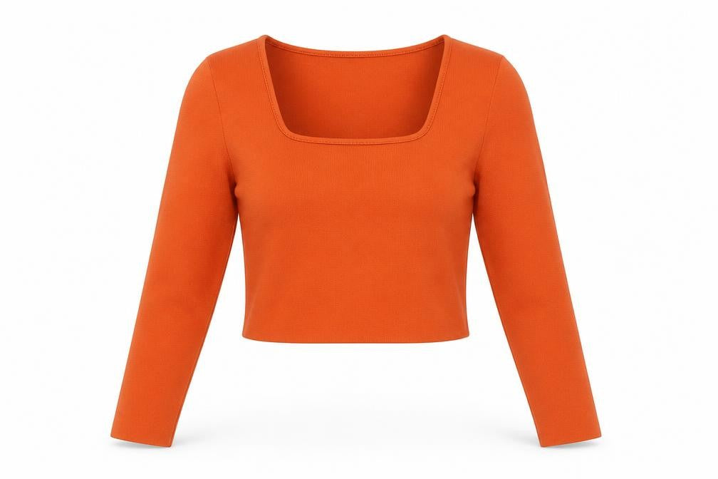 Front view of Zara Women's Orange Cropped Blouse, size 14