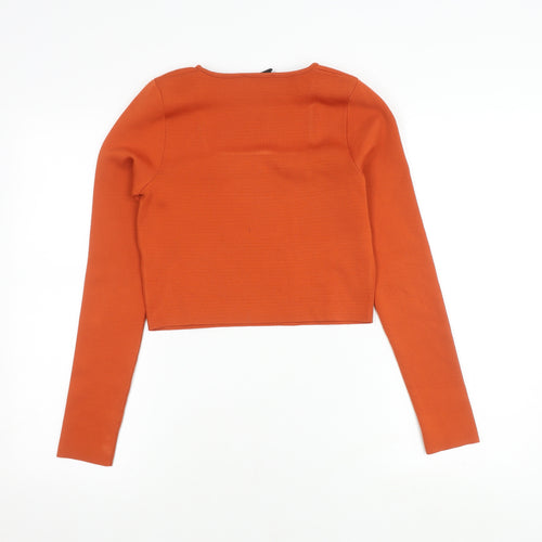 Zara Women's Orange Cropped Blouse Size 14