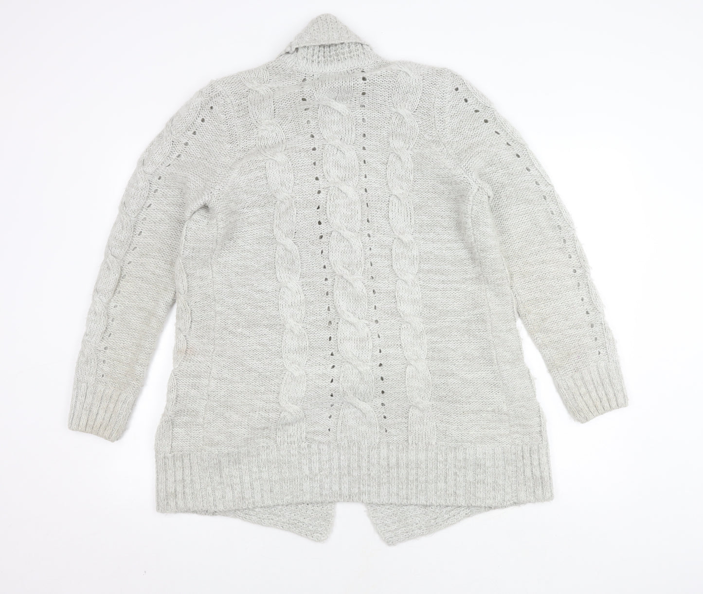 New Look Women's Grey Cable-Knit Cardigan Size 12