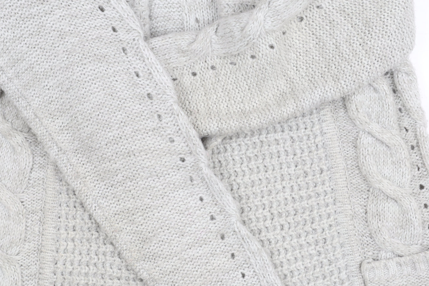 New Look Women's Grey Cable-Knit Cardigan Size 12