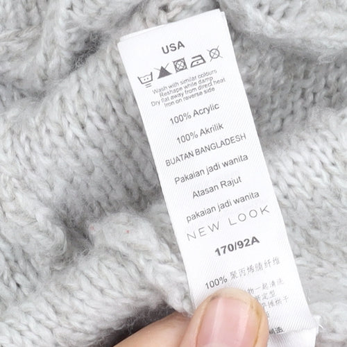 New Look Women's Grey Cable-Knit Cardigan Size 12