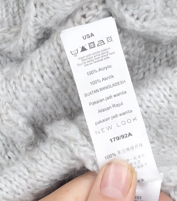 New Look Women's Grey Cable-Knit Cardigan Size 12