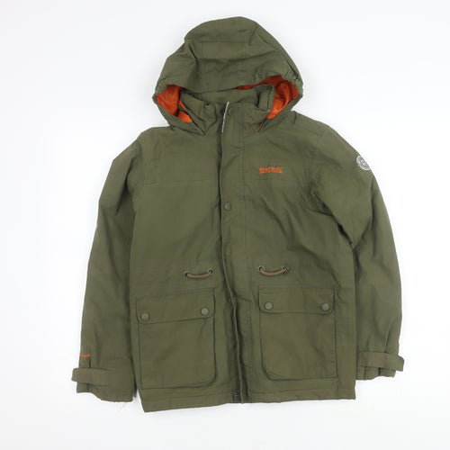 Regatta Boys Green Parka Coat with Hood, Size 11 Years