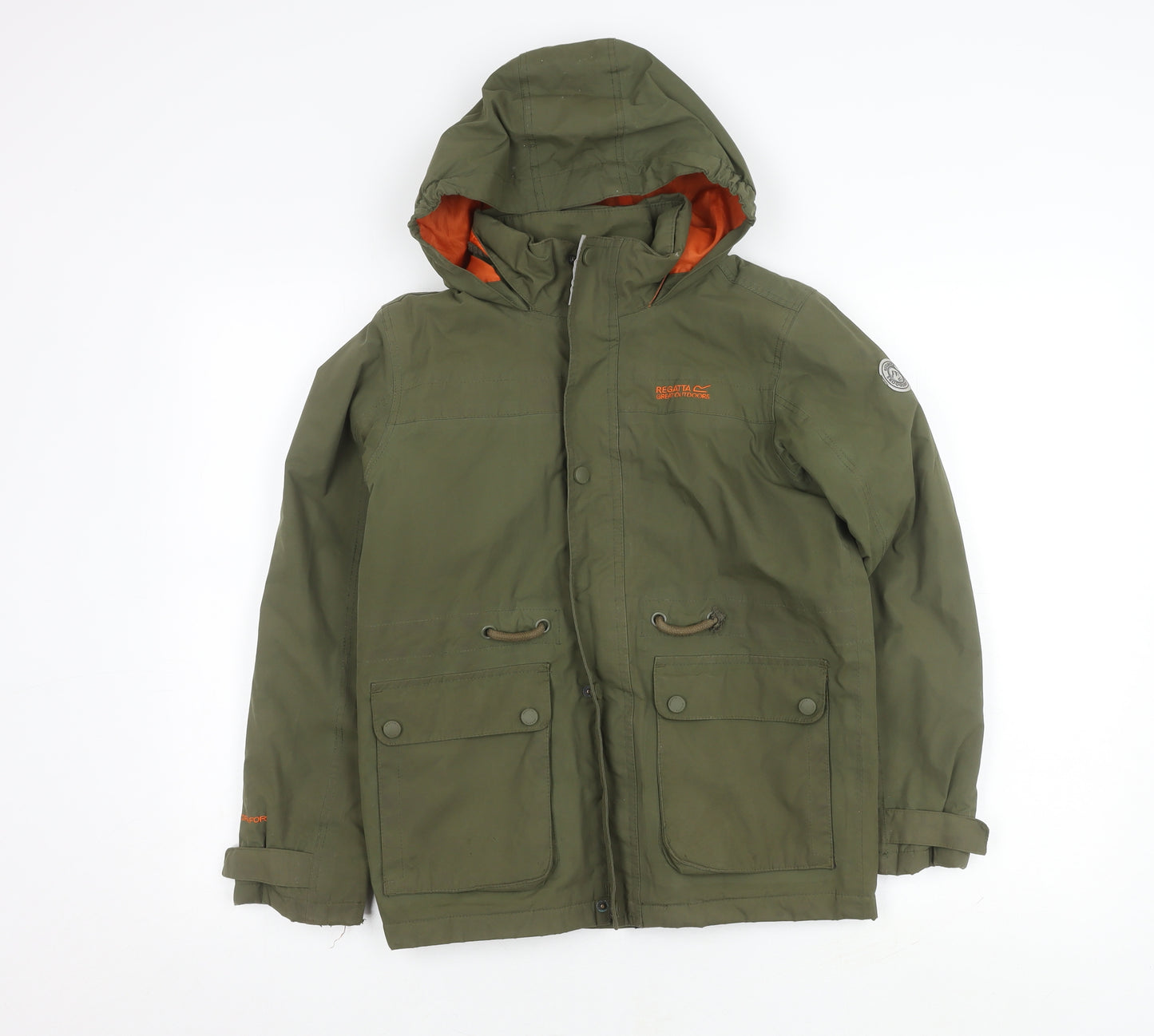 Regatta Boys Green Parka Coat with Hood, Size 11 Years