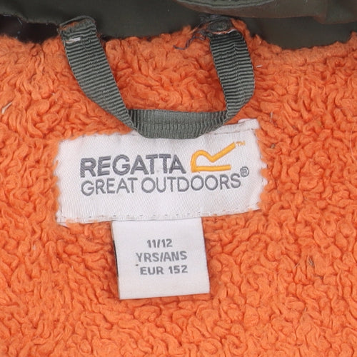 Regatta Boys Green Parka Coat with Hood, Size 11 Years