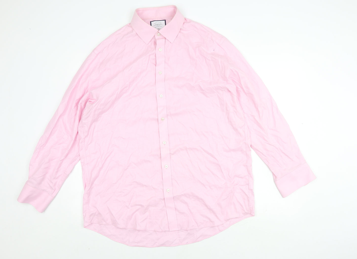 Charles Tyrwhitt Men's Pink Classic Fit Shirt 43 Long Sleeve