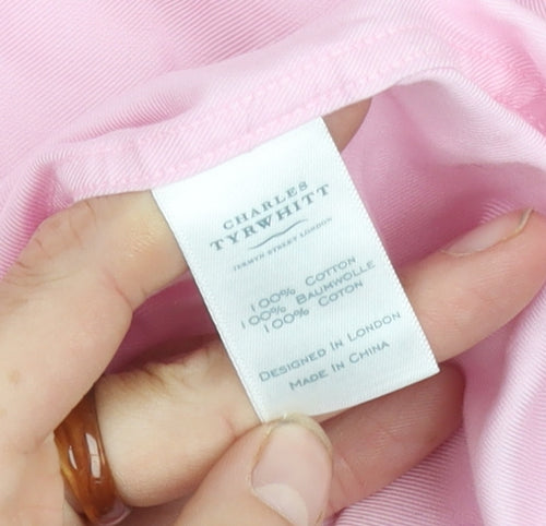 Charles Tyrwhitt Men's Pink Classic Fit Shirt 43 Long Sleeve