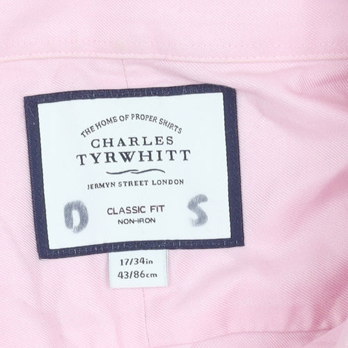 Charles Tyrwhitt Men's Pink Classic Fit Shirt 43 Long Sleeve