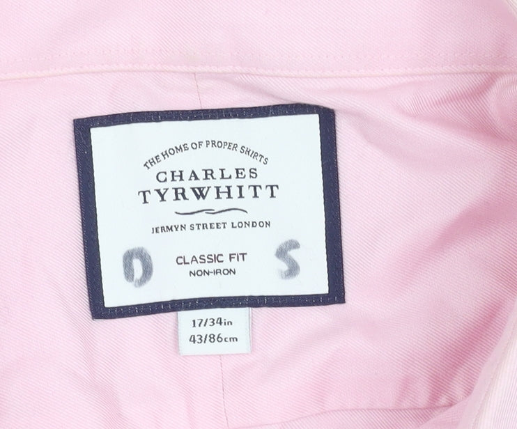 Charles Tyrwhitt Men's Pink Classic Fit Shirt 43 Long Sleeve