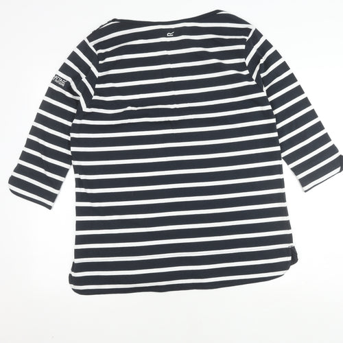Regatta Women's Black Striped T-Shirt, Size 18