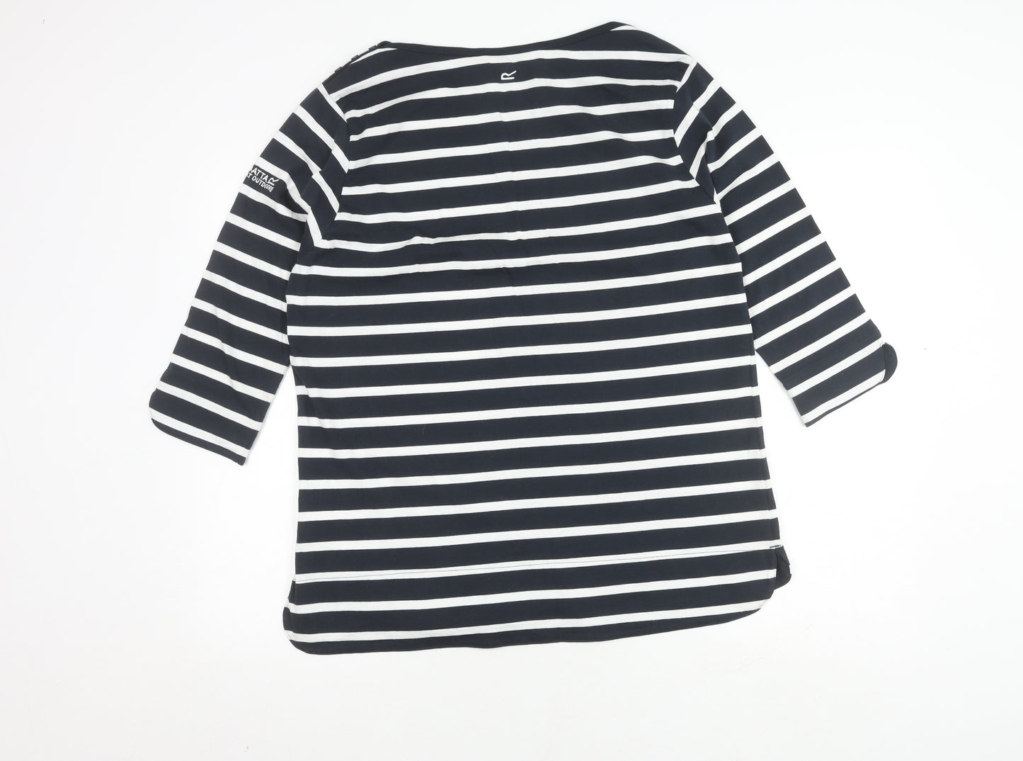 Regatta Women's Black Striped T-Shirt, Size 18