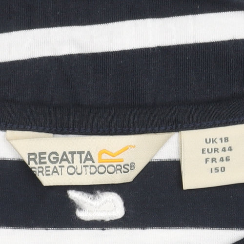 Regatta Women's Black Striped T-Shirt, Size 18