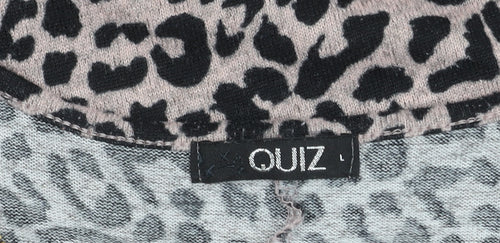 Quiz Women's Black Animal Print Short Sleeve Top L