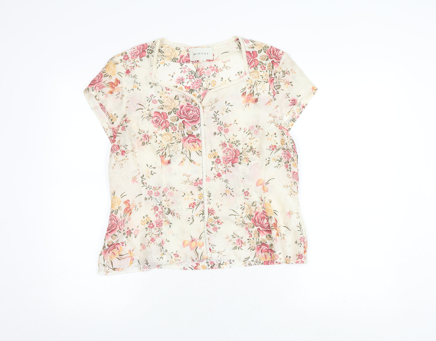 Minuet Women's Multicoloured Floral Silk Top - Size 14