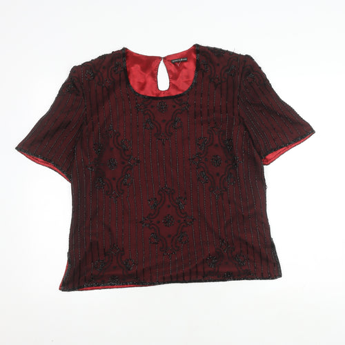 House of Fraser Women's Red Silk Beaded Blouse, L