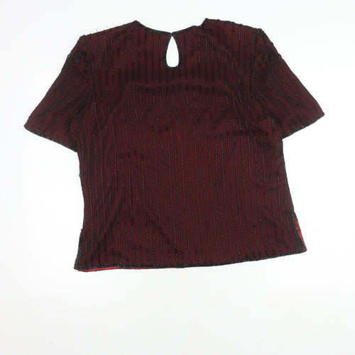 House of Fraser Women's Red Silk Beaded Blouse, L
