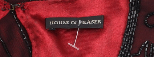 House of Fraser Women's Red Silk Beaded Blouse, L