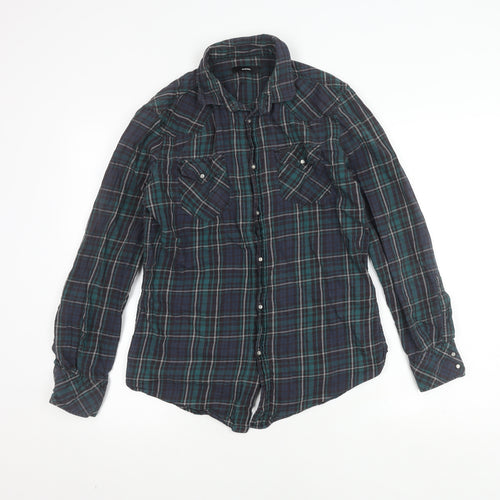 Diesel Men's Blue Plaid Button-Up Shirt Size S