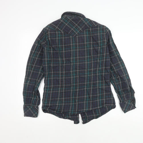 Diesel Men's Blue Plaid Button-Up Shirt Size S