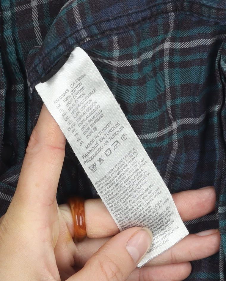 Diesel Men's Blue Plaid Button-Up Shirt Size S