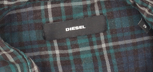 Diesel Men's Blue Plaid Button-Up Shirt Size S