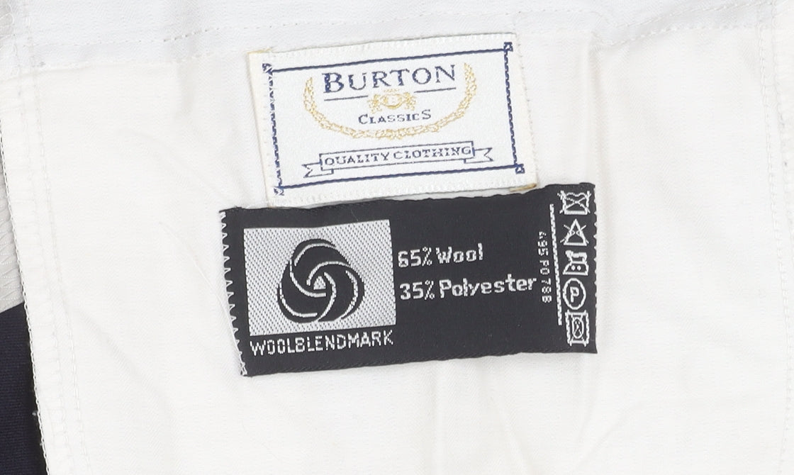 Burton Men's Black Wool Dress Pants, 36L, Formal, Flat Front