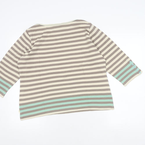 Maine New England Women's Grey Striped 3/4 Sleeve T-Shirt