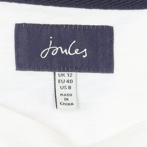 Joules Women’s White Floral 3/4 Sleeve Top, Size 12