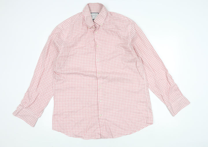 Charles Tyrwhitt Men's Red Check Slim Fit Long Sleeve Shirt